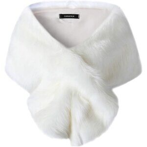 Women Luxury Faux Fur Coat Jackets Wrap Cape Shawl for Wedding Party